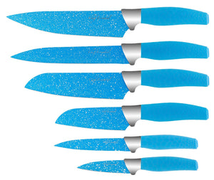 6 Piece Blue Soft Touch Non-Stick Paring Knife & Sheath Set, Plastic Sold by at Home