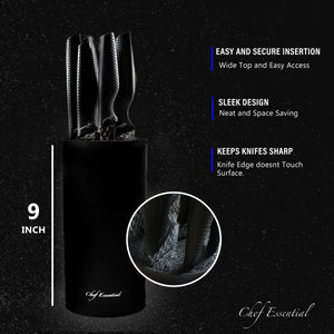 Kitsin Chef Knife Set of 6 Black Sharp Kitchen Stainless Steel Knife Set,  Dishwasher Safe