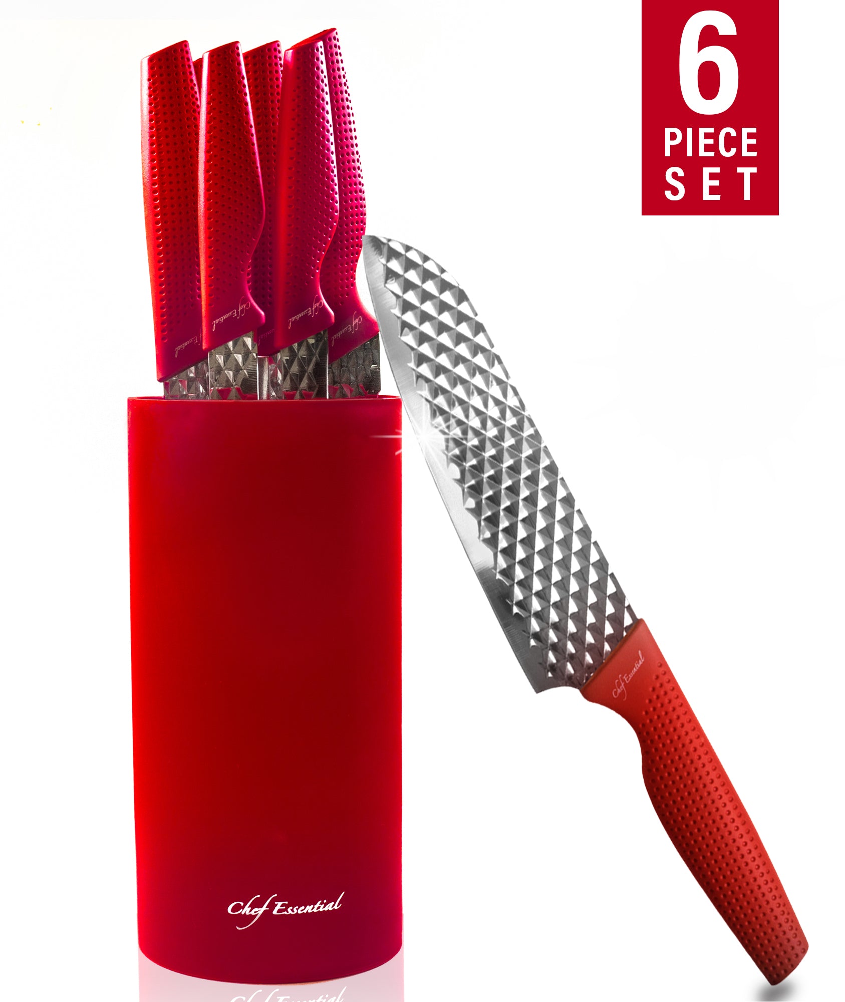 NEW 8 Peice SAHVIE Red Knife Set with Block Ultra Premium Kitchen